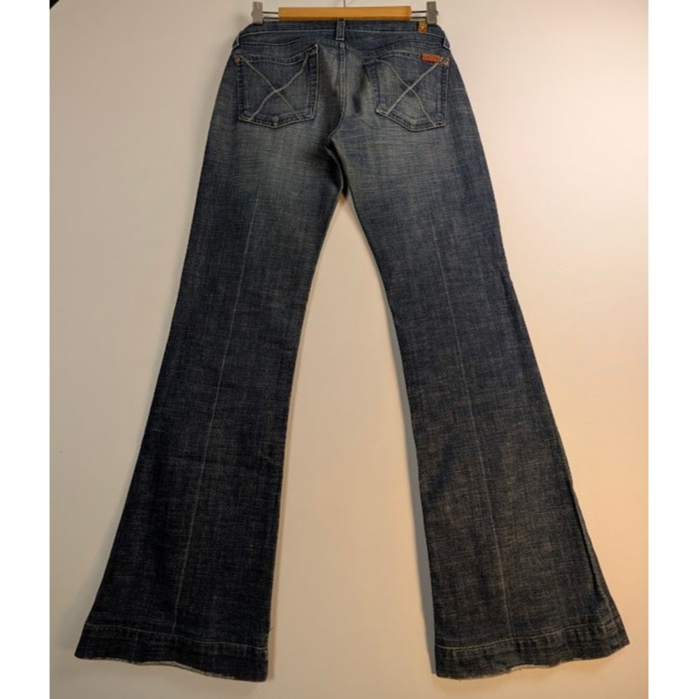 7 For All Mankind Dojo Flare Jeans Womens 27 (Fits 30x30) Low Rise Wide Leg Y2K - Picture 2 of 11
